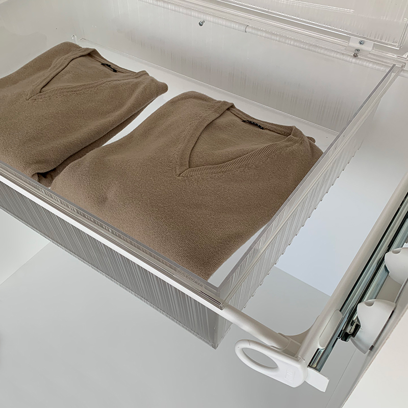 Roomy drawer box - white - white - transparent polycarbonate 3